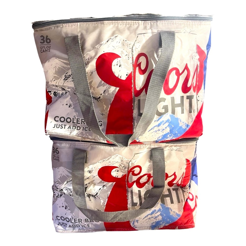 2~NFL Giants Coors Light Soft Cooler 36 Pack 12 Oz Beer Bag Tailgating Football
